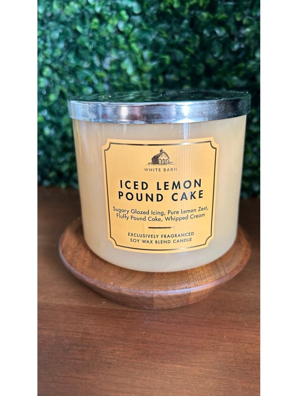Bath & Body Works Iced Lemon Pound Cake 3 Wick Candle White Barn New
